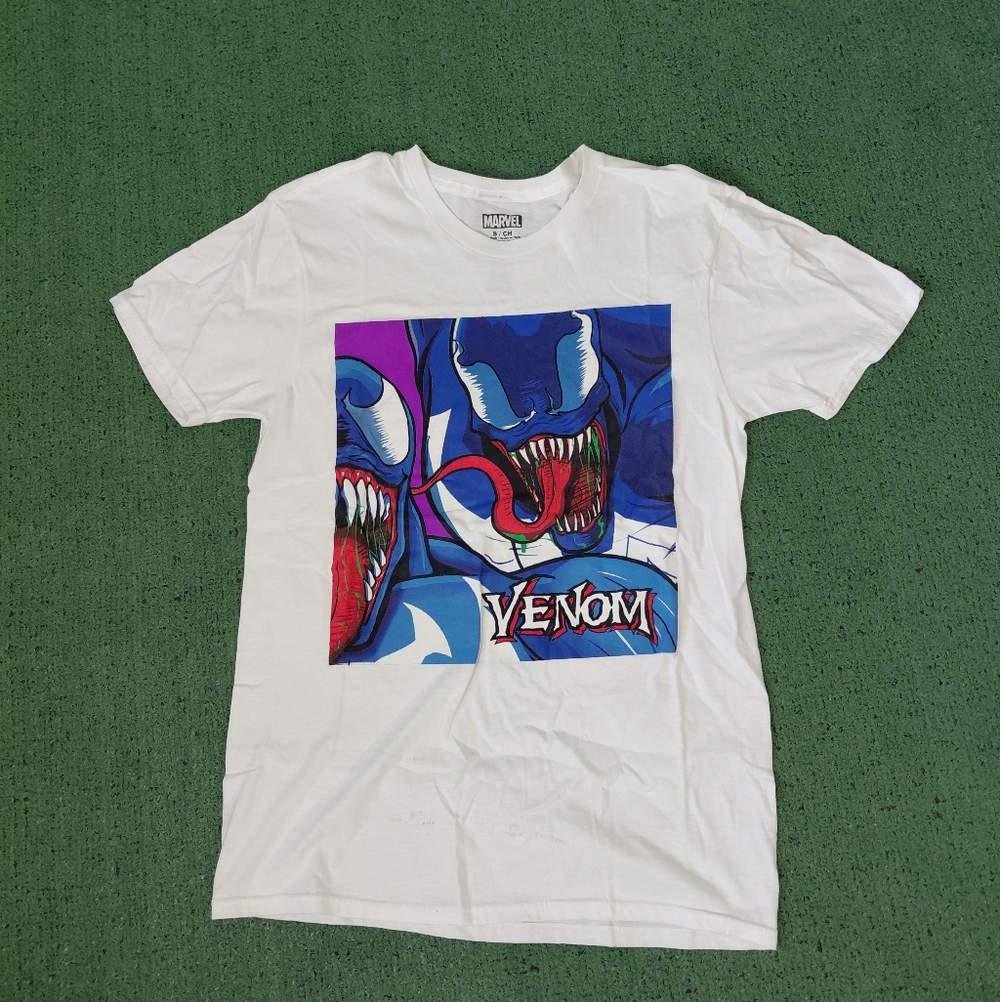 Marvel Venom Graphic Villain Spiderman White T Shirt Sz Small